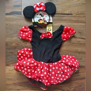 NWT Toddler Minnie Mouse Costume - Red and Black with headband ears. Size 100